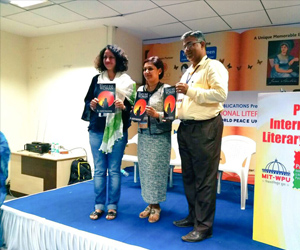 Releasing the cover of The Temple Bar Woman at PILF 2017