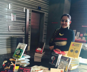 Author with her books: At Panchkula Lit Fest
