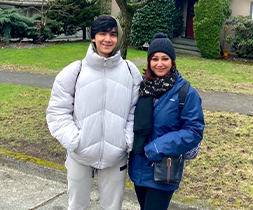 With her son in Vancouver, Canada.