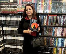 At the Bahrisons bookstore, Saket with her book The Temple Bar Woman.
